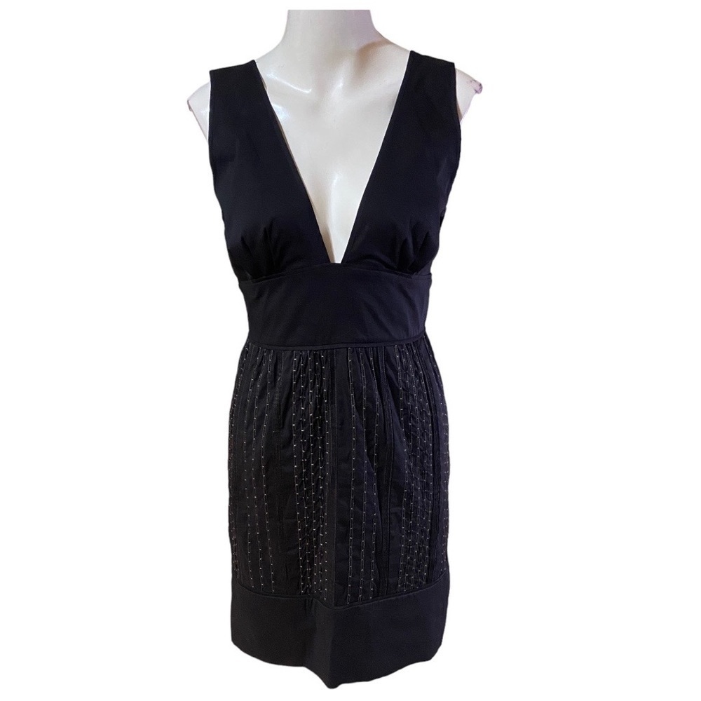 Catherine Malandrino Dress Contrast Pintuck Detail Sleeveless Size 6 fits like 4